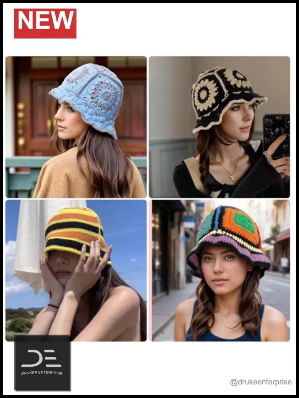 Handmade Crochet Bucket Hat Knit Cloche Beanie Foldable Floppy Sun Hat